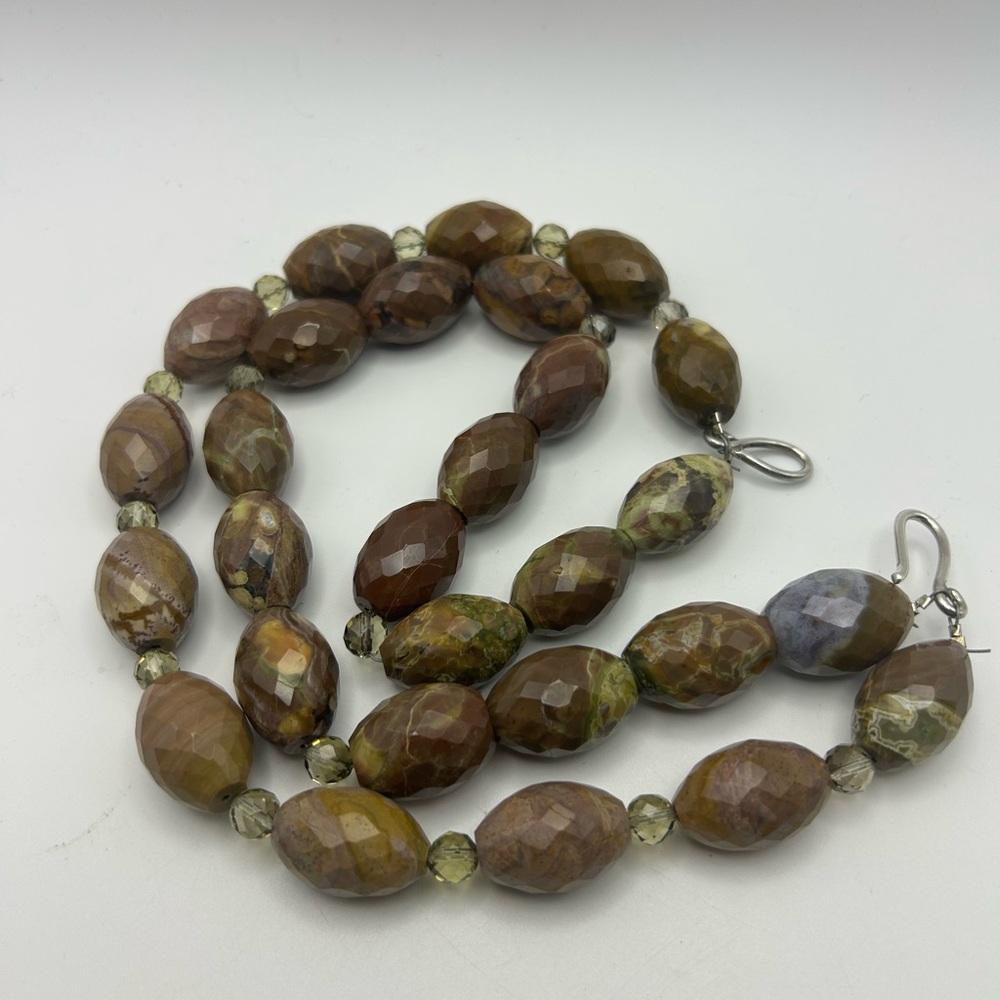 Desert Jasper Double Strand Chunky Choker-Natural Earth Stone Beaded Necklace
